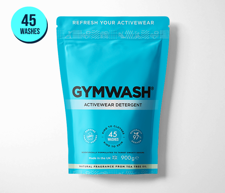 Gymwash activewear laundry detergent with 45 washes per bag.